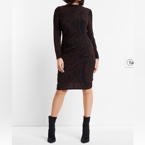 Express Marble Print Draped Neck Midi
Dress